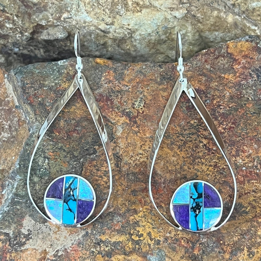 David Rosales Shalako Inlaid Sterling Silver Earrings