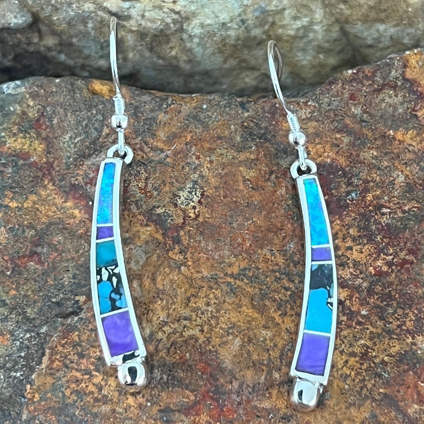 David Rosales Shalako Inlaid Sterling Silver Earrings