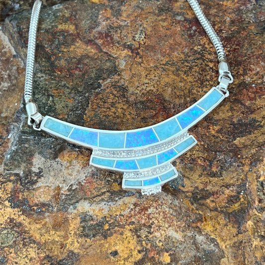 David Rosales Amazing Light Inlaid Sterling Silver Necklace