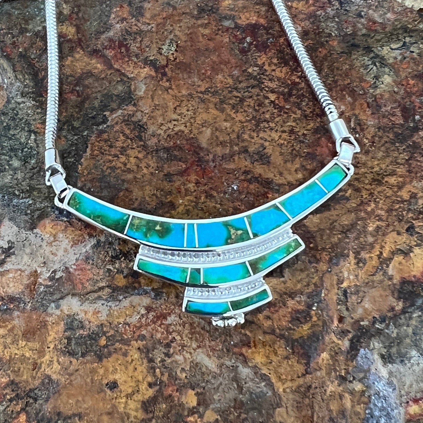 David Rosales Sonoran Gold Inlaid Sterling Silver Necklace