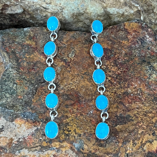 Sleeping Beauty Turquoise Sterling Silver Earrings by Anna Spencer