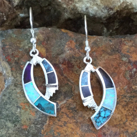 David Rosales Shalako Inlaid Sterling Silver Earrings