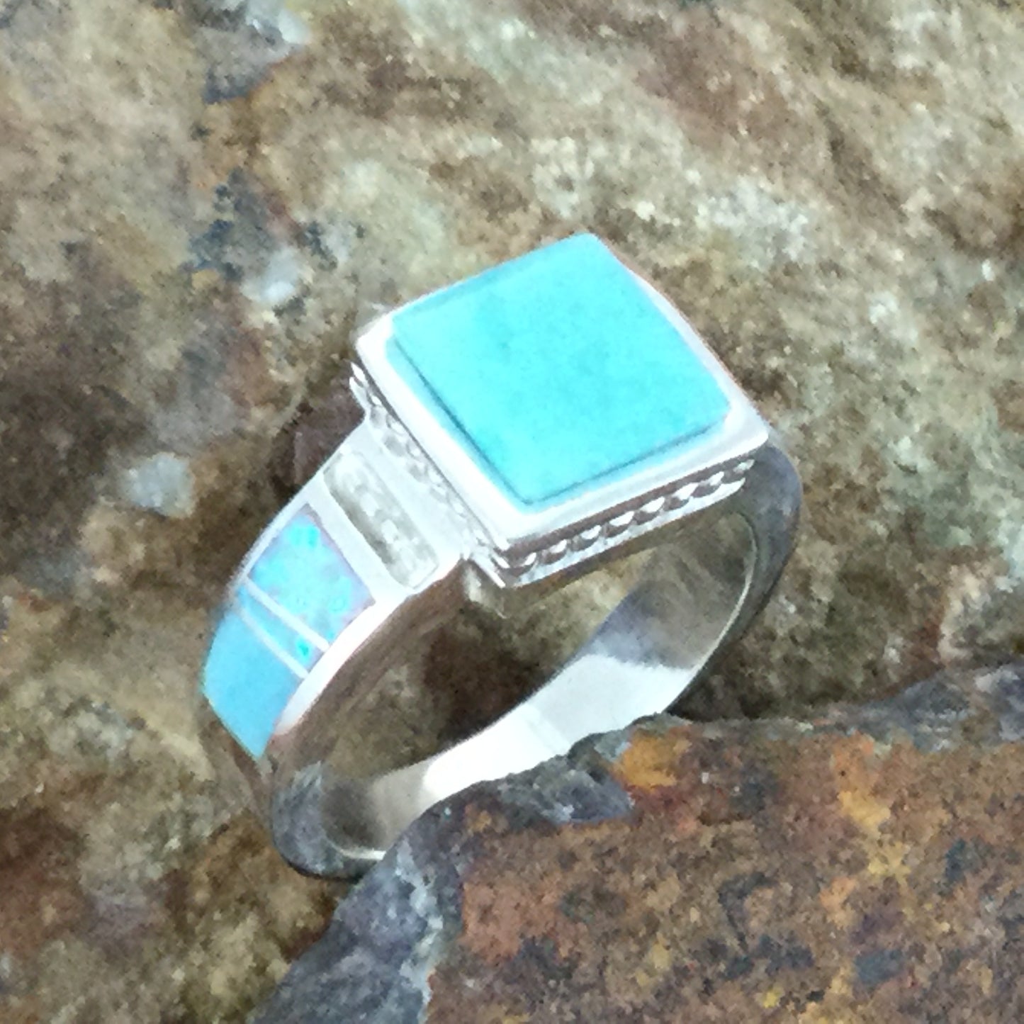 David Rosales Amazing Light Inlaid Sterling Silver Ring