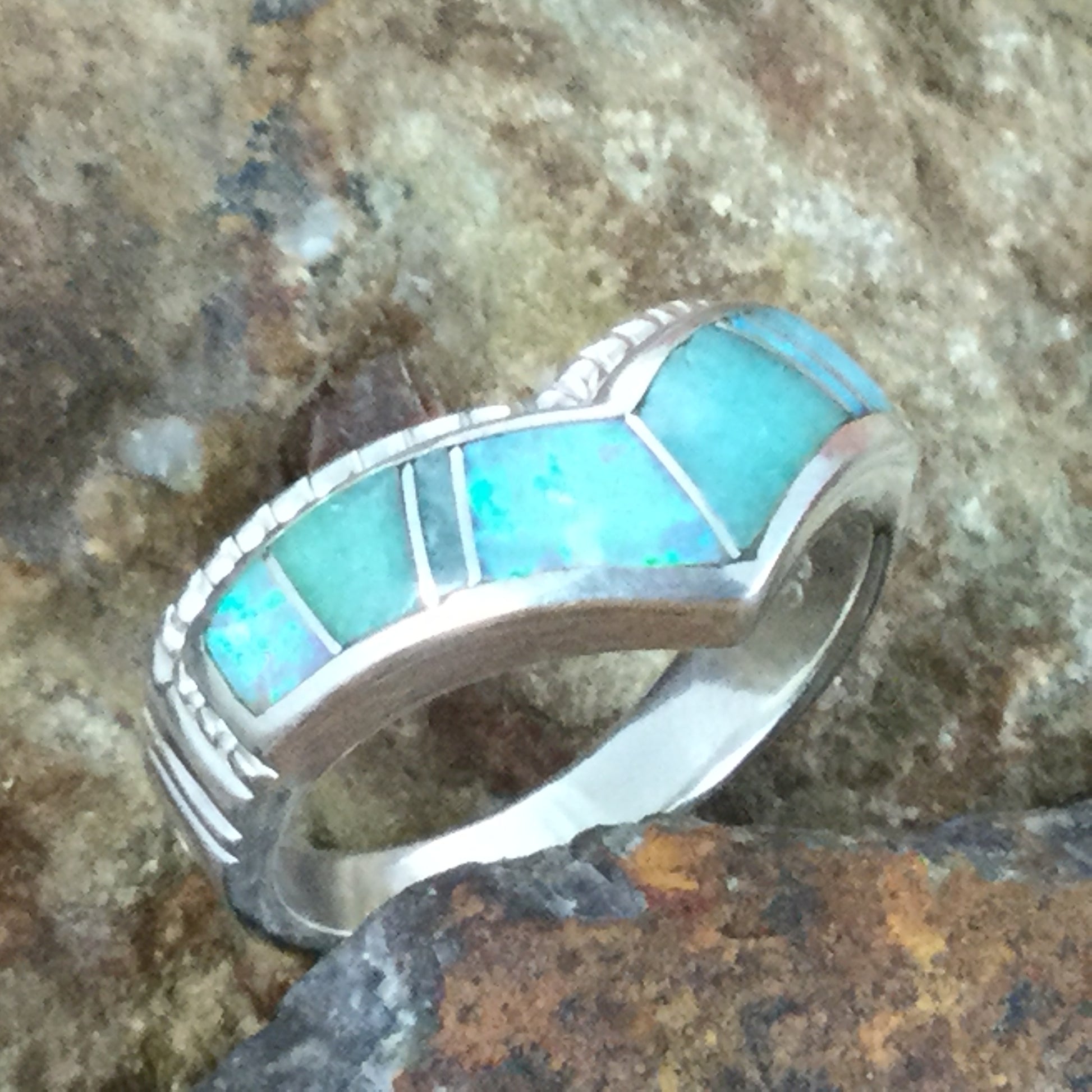 David Rosales Amazing Light Inlaid Sterling Silver Ring