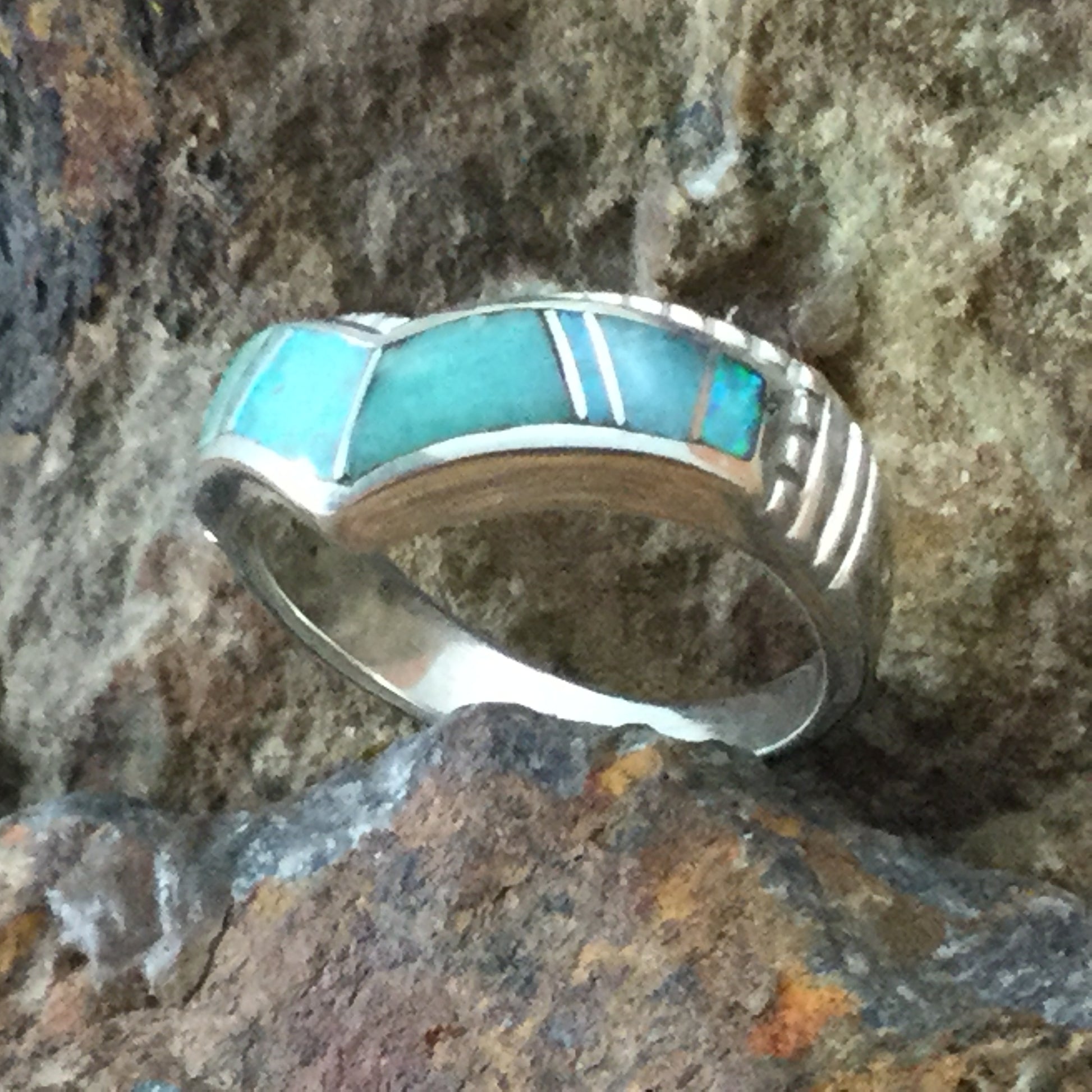 David Rosales Amazing Light Inlaid Sterling Silver Ring