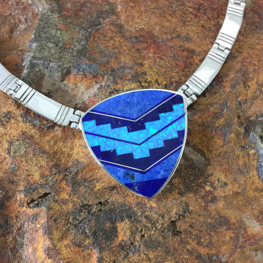 David Rosales Blue Sky Fancy Inlaid Sterling Silver Necklace