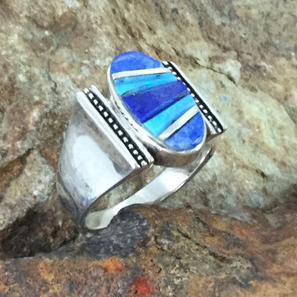 David Rosales Blue Sky Cobble Inlaid Sterling Silver Ring