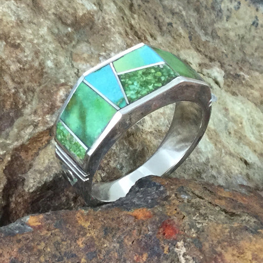 David Rosales Sonoran Gold Inlaid Sterling Silver Ring