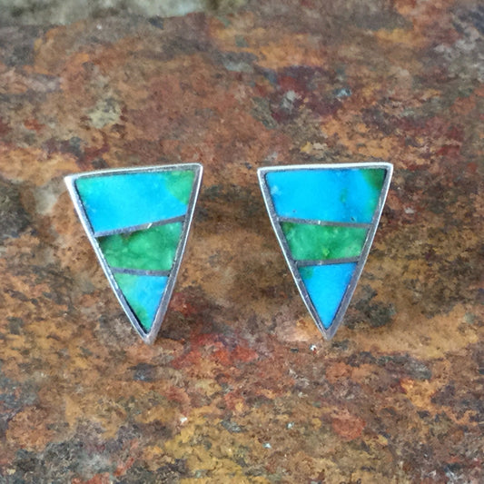 David Rosales Sonoran Gold Turquoise Inlaid Sterling Silver Earrings