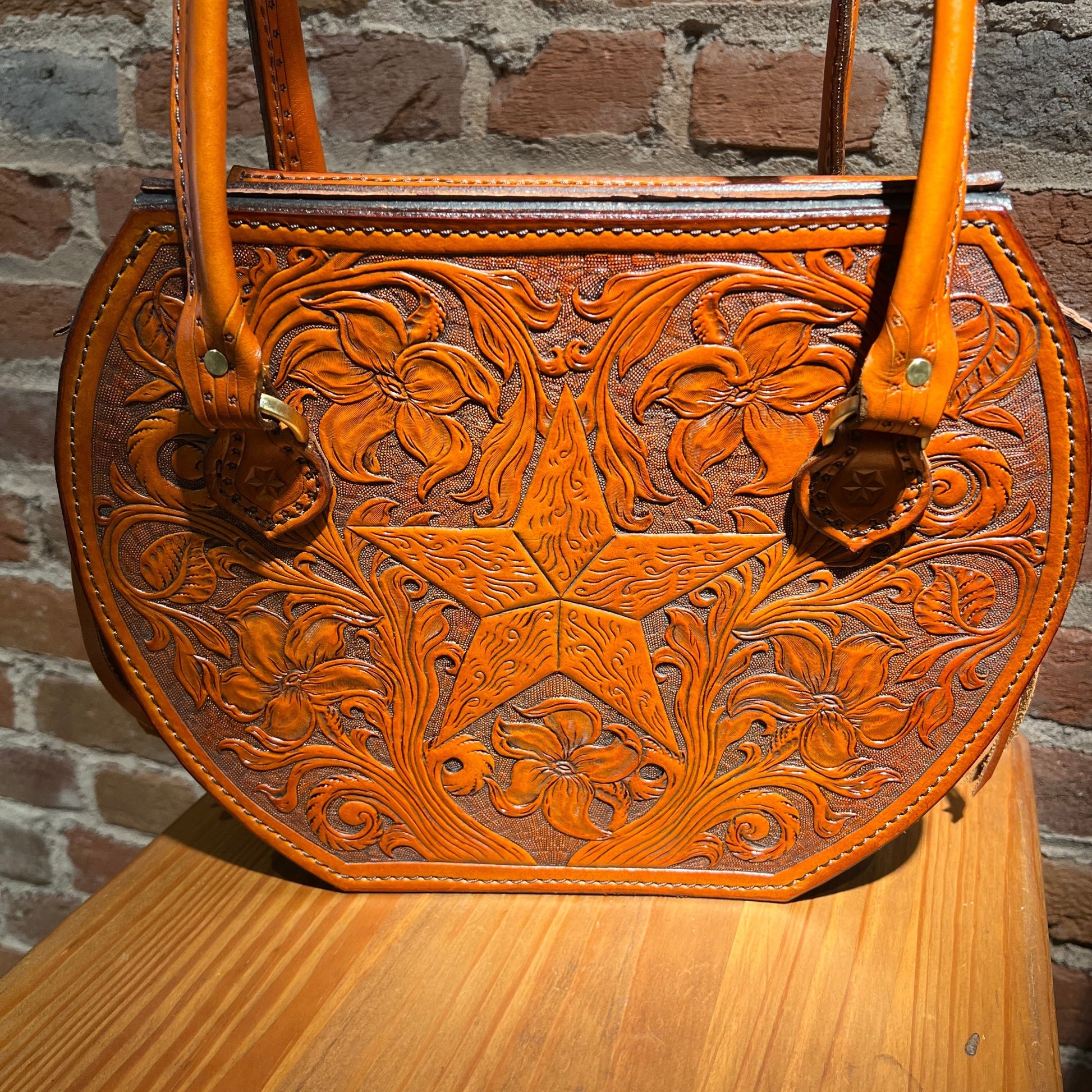 Hand Tooled 'Lone Star' Leather Handbag by Stephen Vaughn Leatherworks