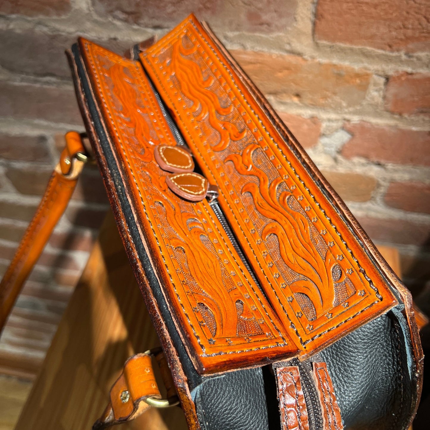 Hand Tooled 'Lone Star' Leather Handbag by Stephen Vaughn Leatherworks