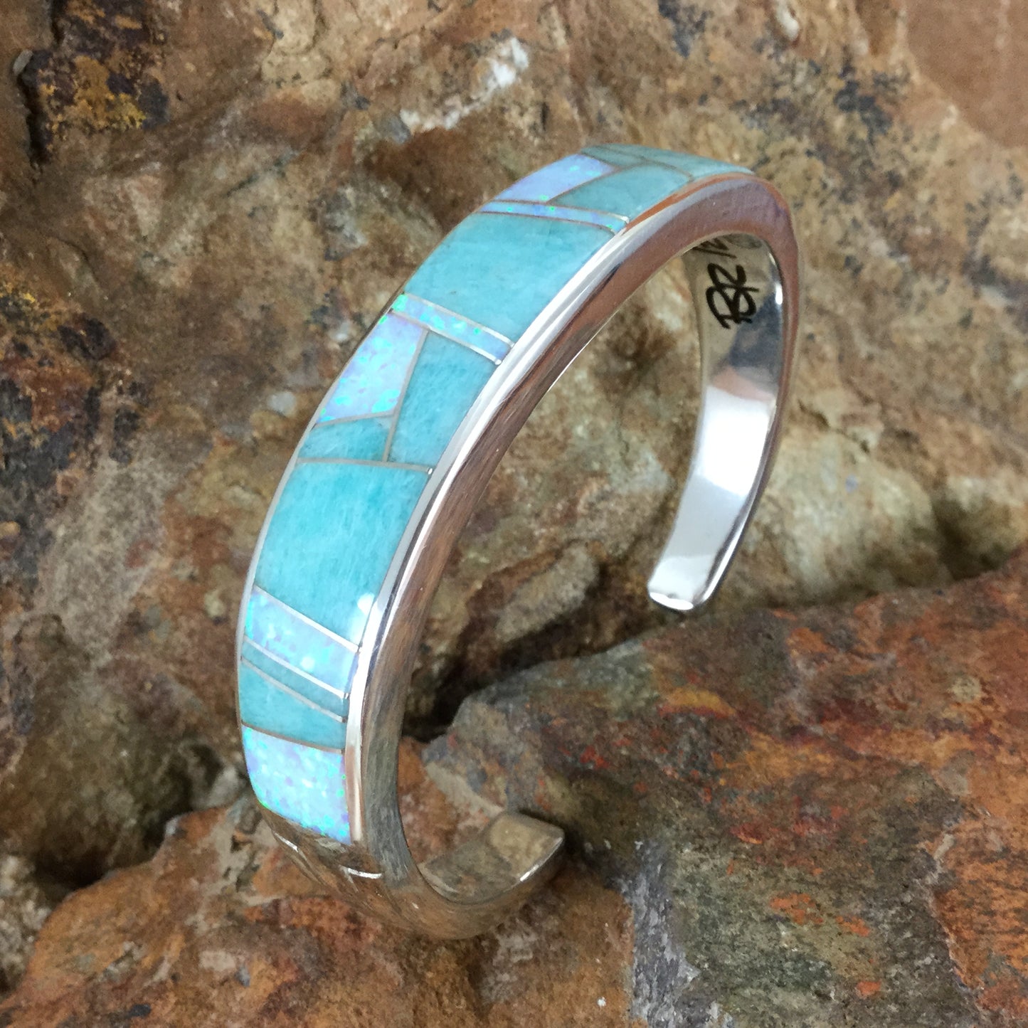 David Rosales Inlaid Sterling Silver Bracelet