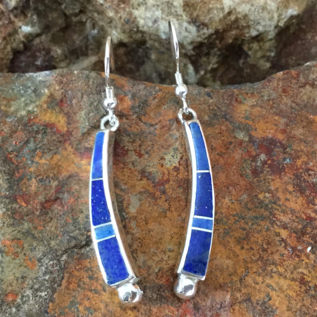 David Rosales Blue Water Inlaid Sterling Silver Earrings