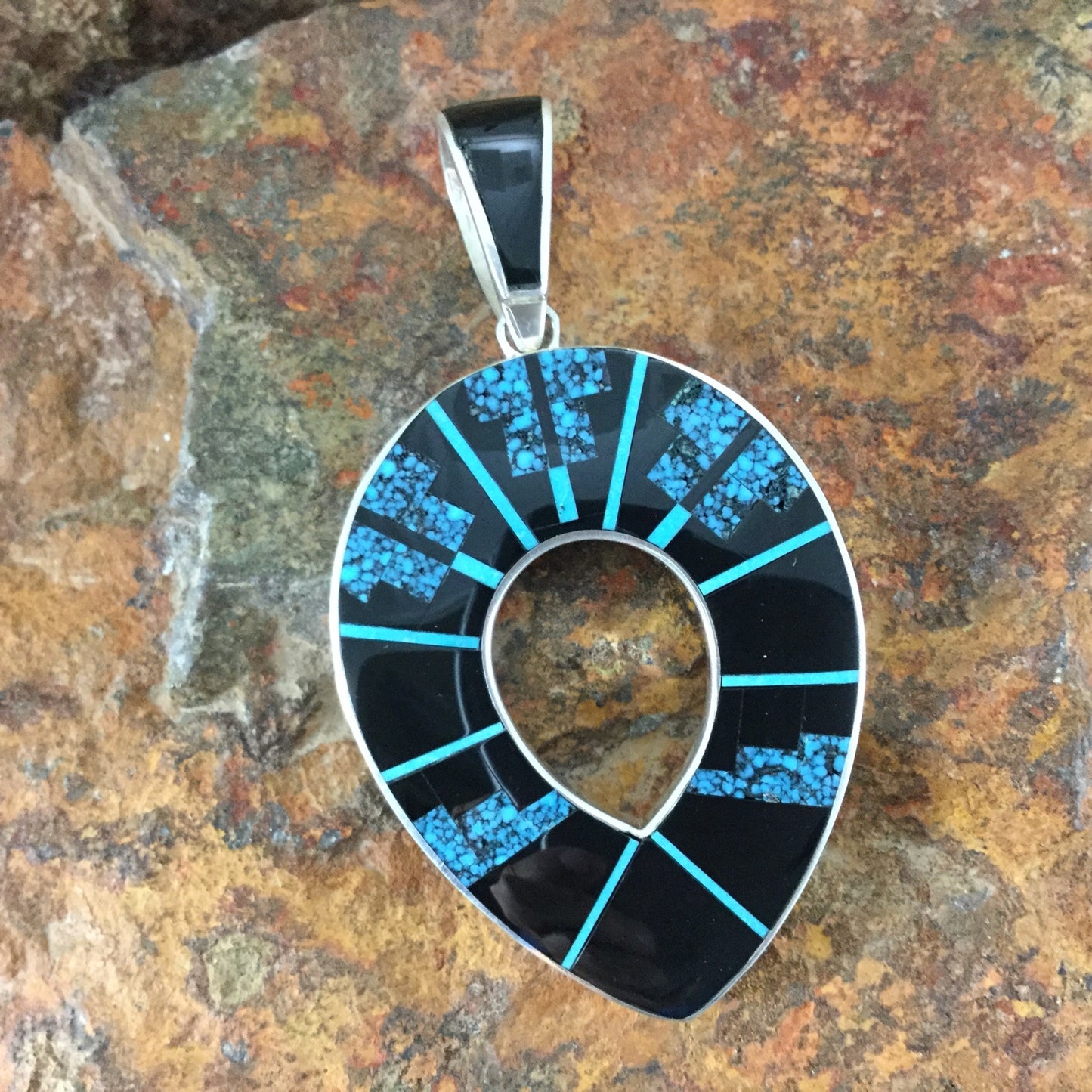 David Rosales Shadow Peak Inlaid Sterling Silver Pendant