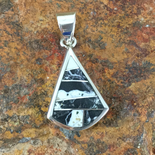 David Rosales White Buffalo Inlaid Sterling Silver Pendant