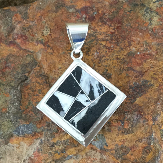 David Rosales White Buffalo Inlaid Sterling Silver Pendant