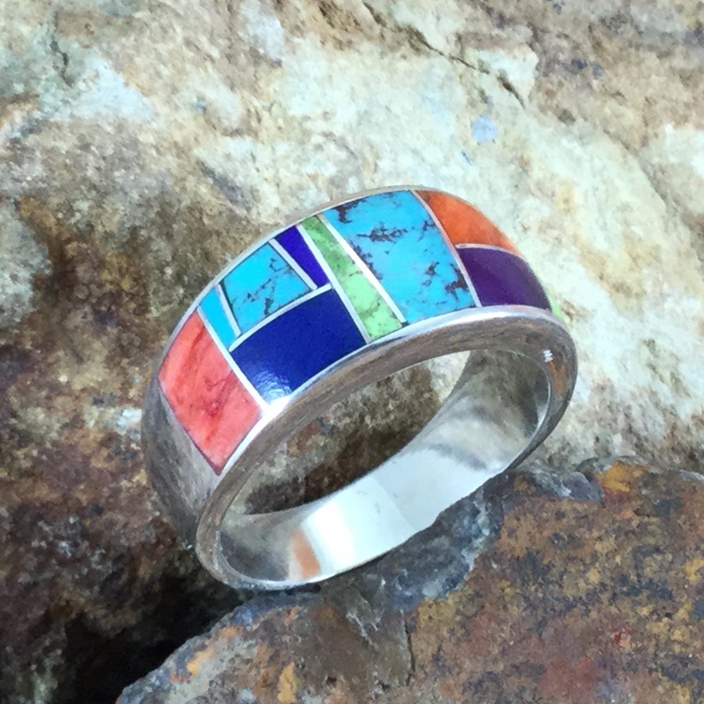 David Rosales Indian Summer Inlaid Sterling Silver Ring