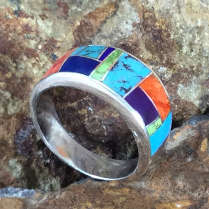 David Rosales Indian Summer Inlaid Sterling Silver Ring