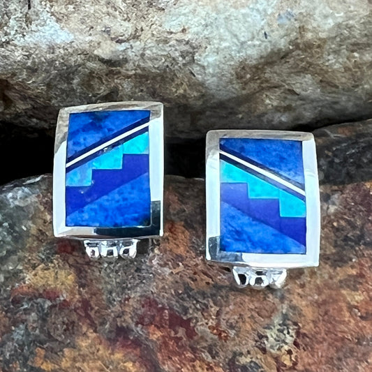 David Rosales Blue Sky Inlaid Sterling Silver Earrings