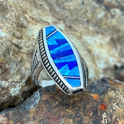 David Rosales Blue Sky Fancy Inlaid Sterling Silver Ring