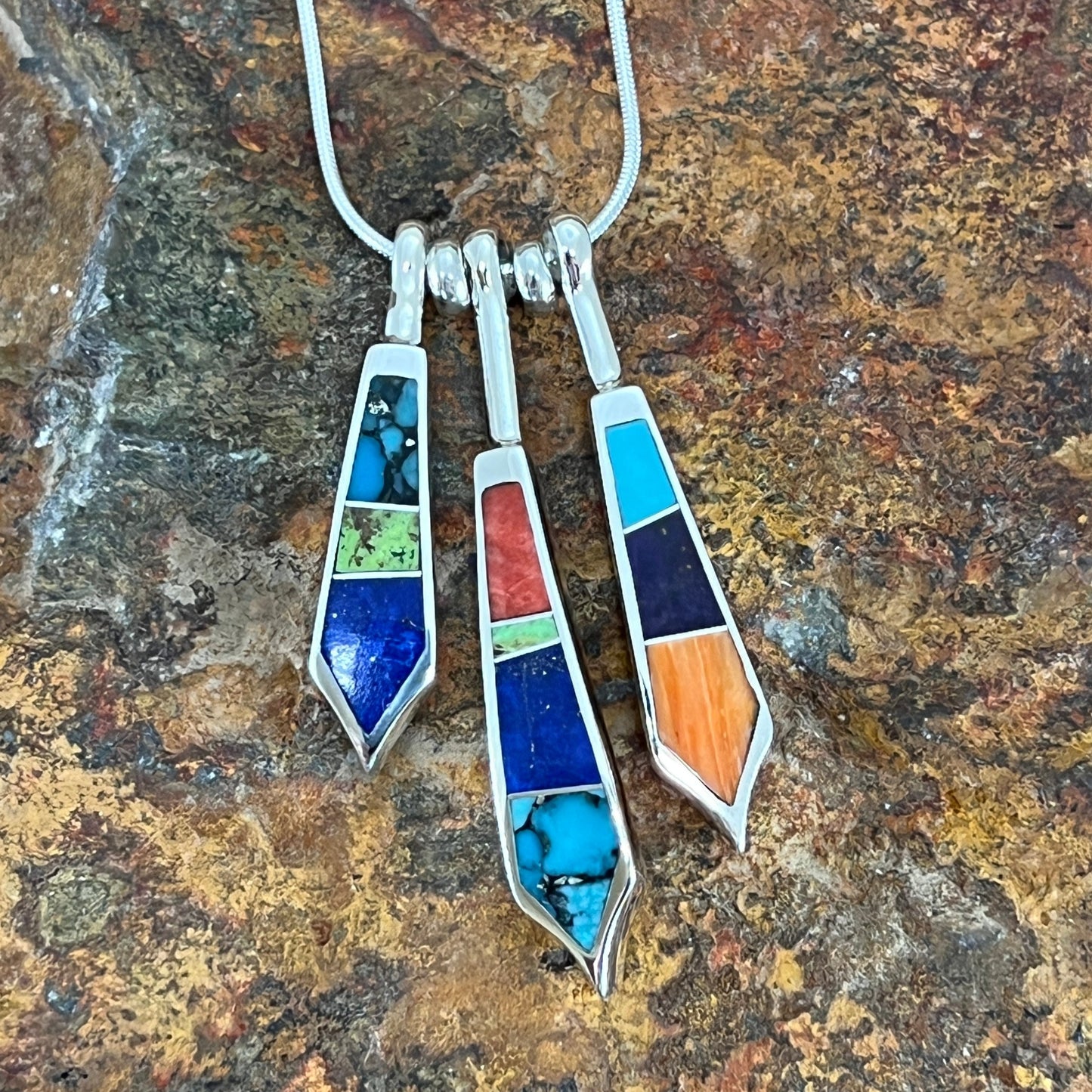 David Rosales Indian Summer Inlaid Sterling Silver Earrings