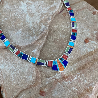 David Rosales Indian Summer Inlaid Sterling Silver Necklace