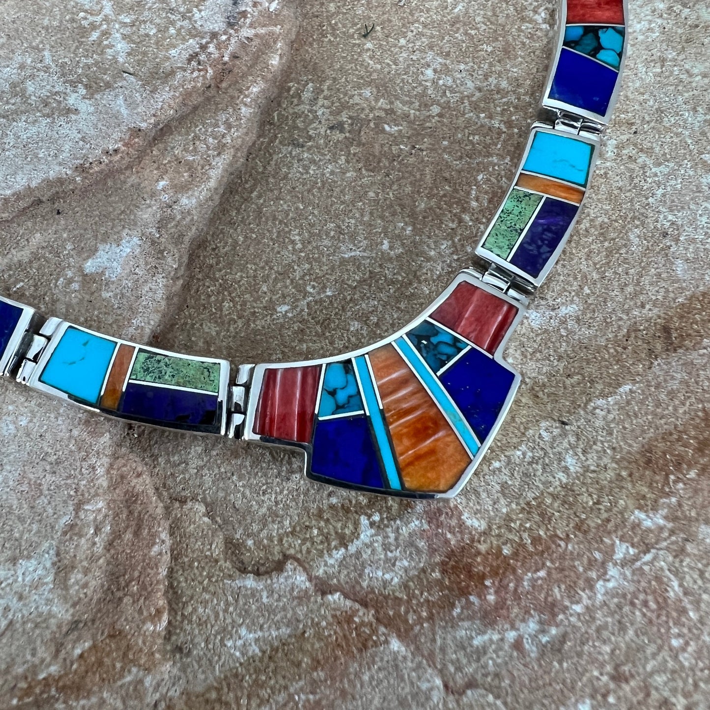 David Rosales Indian Summer Inlaid Sterling Silver Necklace