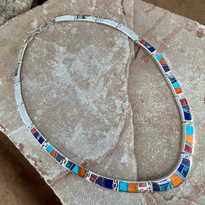 David Rosales Indian Summer Inlay Sterling Silver Necklace