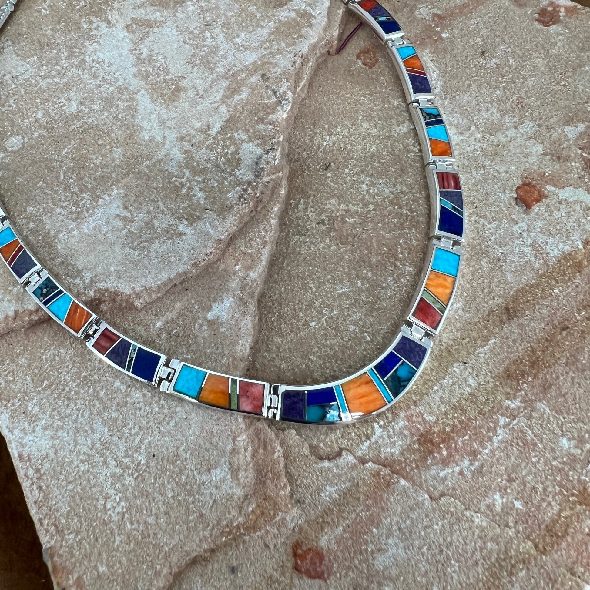 David Rosales Indian Summer Inlay Sterling Silver Necklace