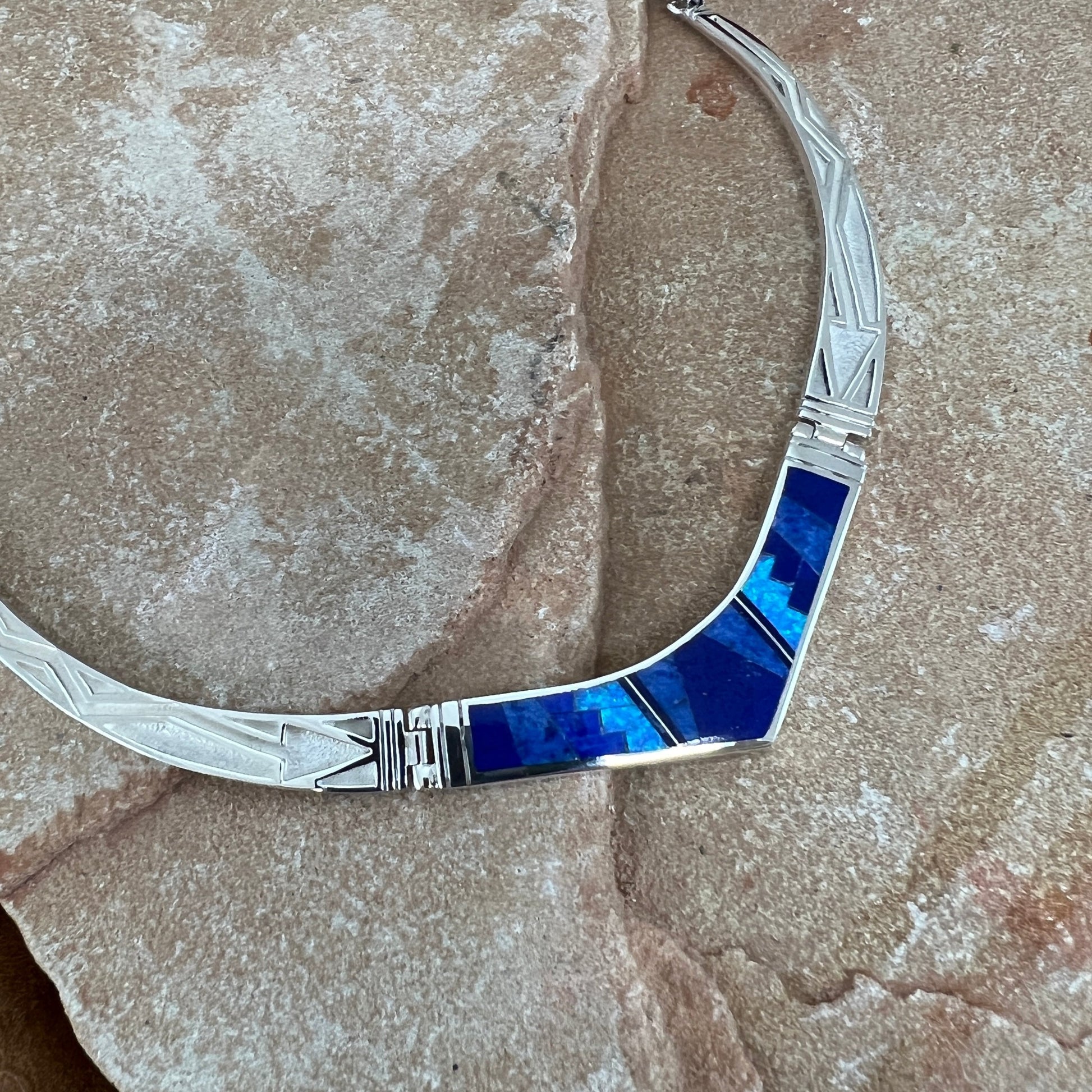 David Rosales Blue Sky Inlaid Sterling Silver Necklace