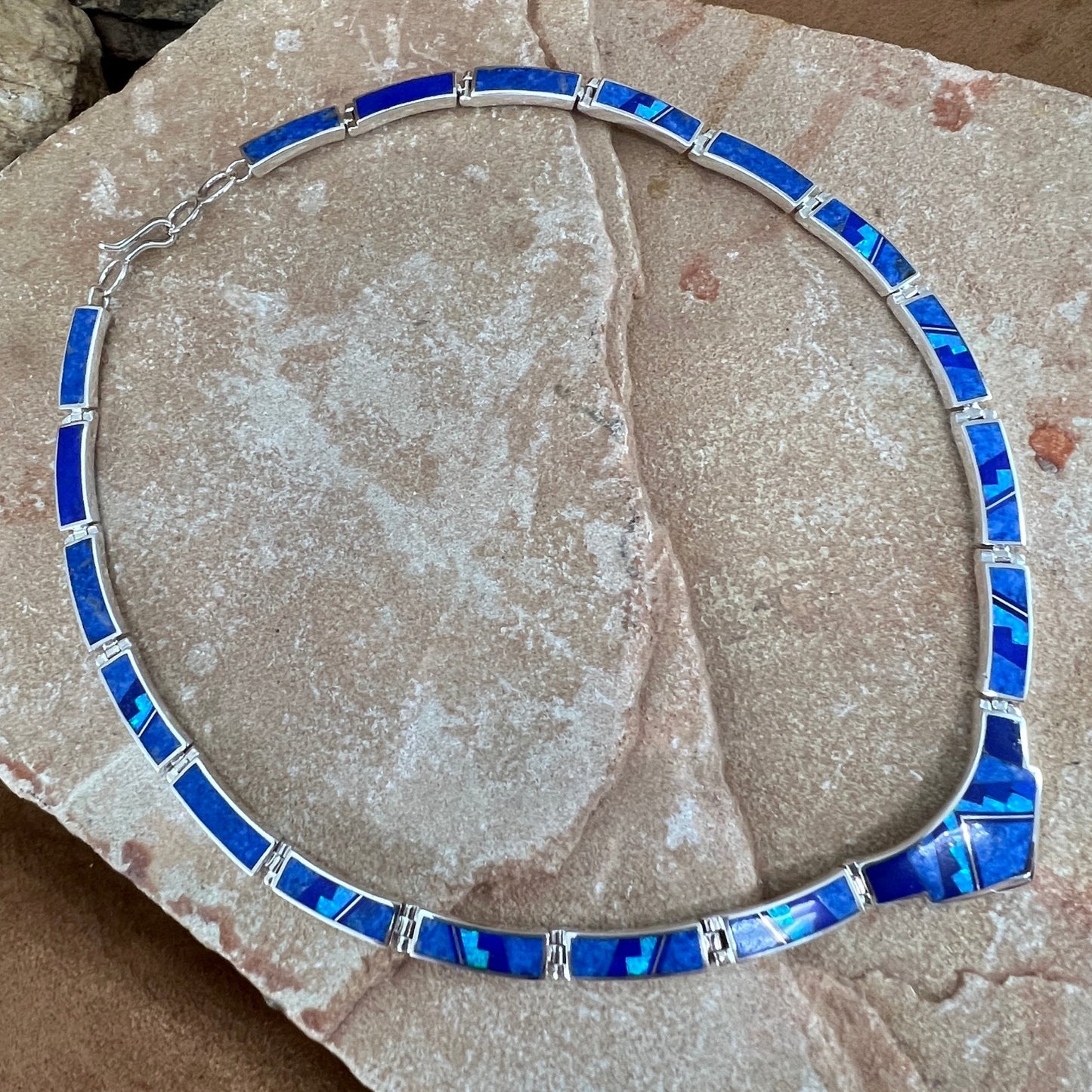 David Rosales Blue Sky Fancy Inlaid Sterling Silver Necklace