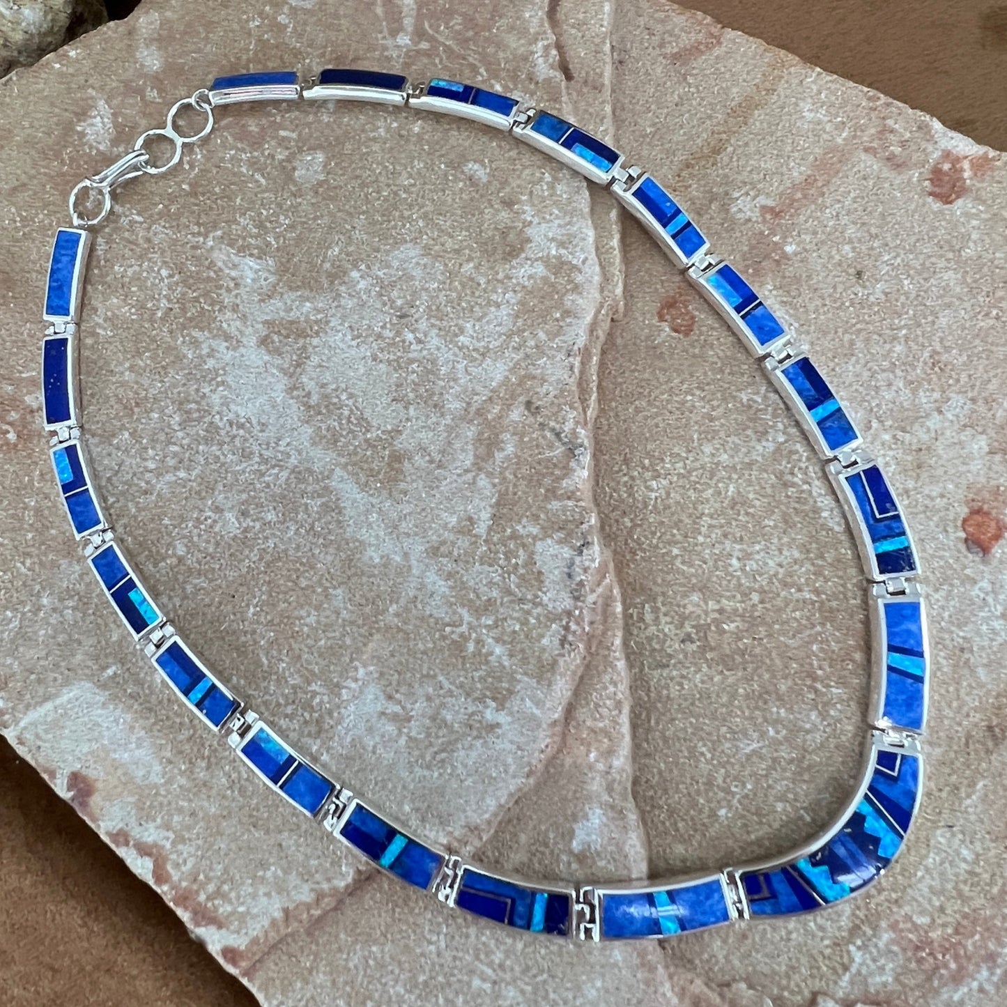 David Rosales Blue Sky Fancy Inlaid Sterling Silver Necklace