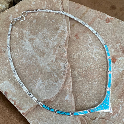 David Rosales Arizona Blue Fancy Inlay Sterling Silver Necklace