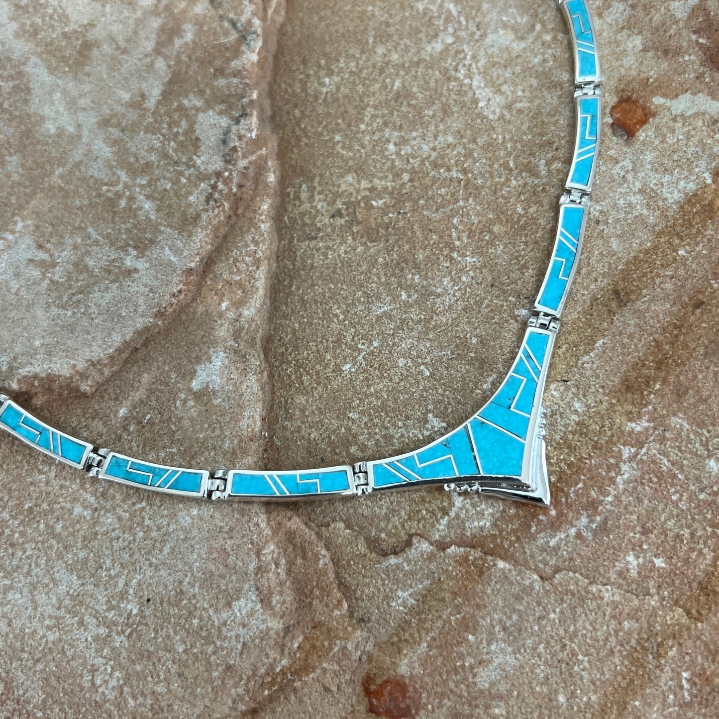 David Rosales Arizona Blue Fancy Inlay Sterling Silver Necklace