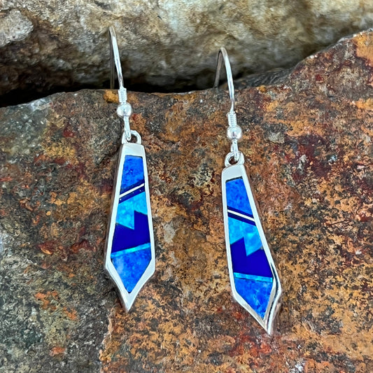 David Rosales Blue Sky Fancy Inlaid Sterling Silver Earring