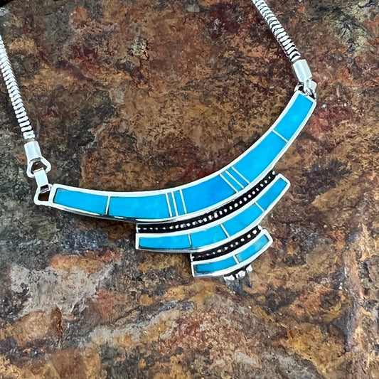 David Rosales Arizona Blue Inlaid Sterling Silver Necklace