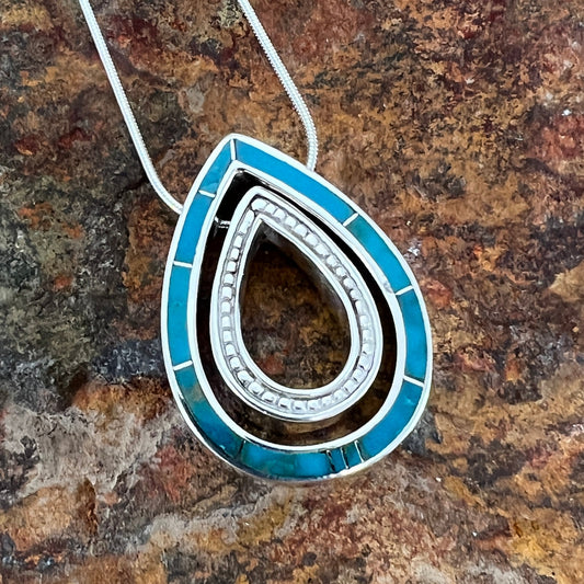 David Rosales Arizona Blue Inlaid Sterling Silver Necklace