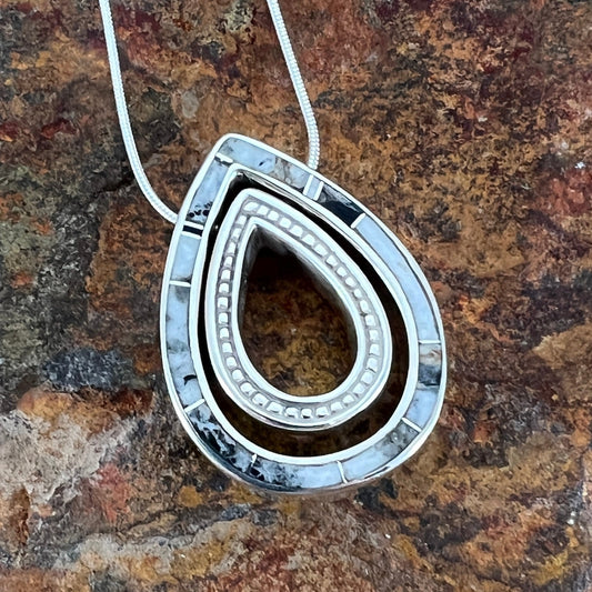 David Rosales White Buffalo Inlaid Sterling Silver Necklace