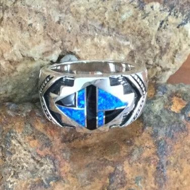 David Rosales Black Beauty Inlaid Sterling Silver Ring