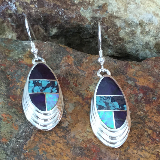 David Rosales Shalako Inlaid Sterling Silver Earrings