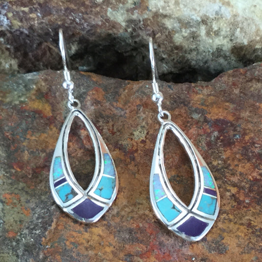 David Rosales Shalako Inlaid Sterling Silver Earrings