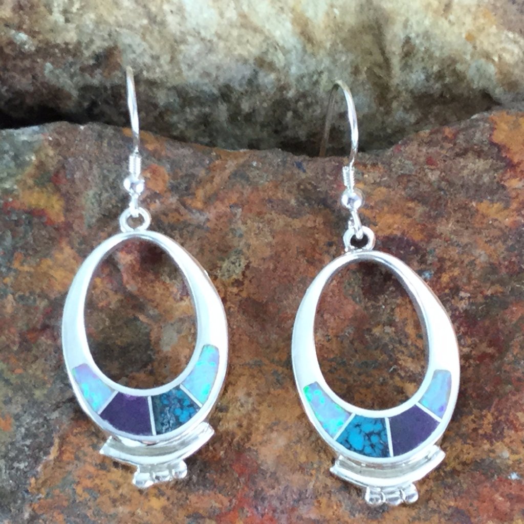 David Rosales Shalako Inlaid Sterling Silver Earrings