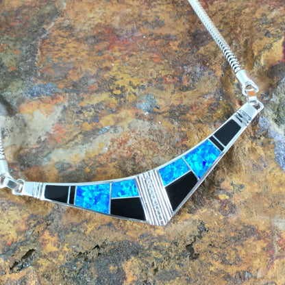 David Rosales Black Beauty Inlaid Sterling Silver Necklace