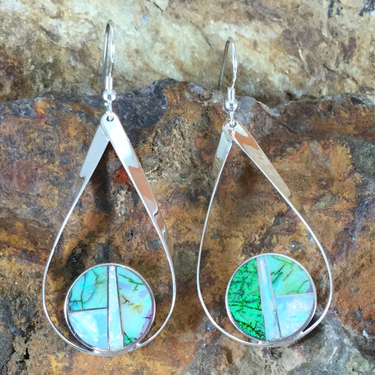 David Rosales Rio Verde Inlaid Sterling Silver Earrings