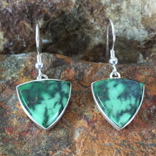 David Rosales Australian Variscite Inlaid Sterling Silver Earrings