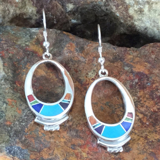 David Rosales Indian Summer Inlaid Sterling Silver Earrings