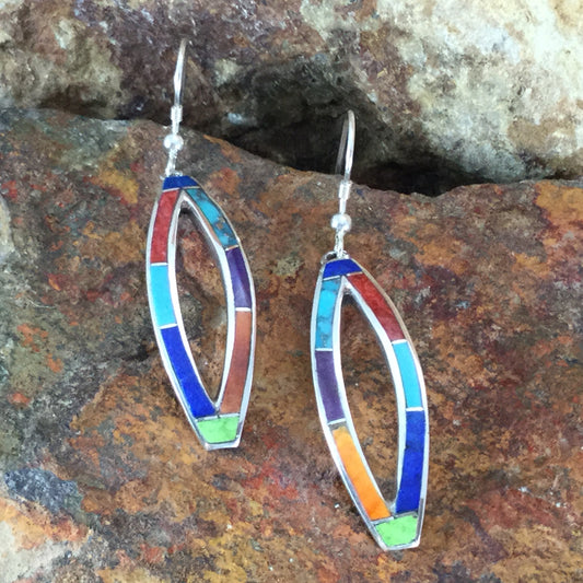 David Rosales Indian Summer Inlaid Sterling Silver Earrings