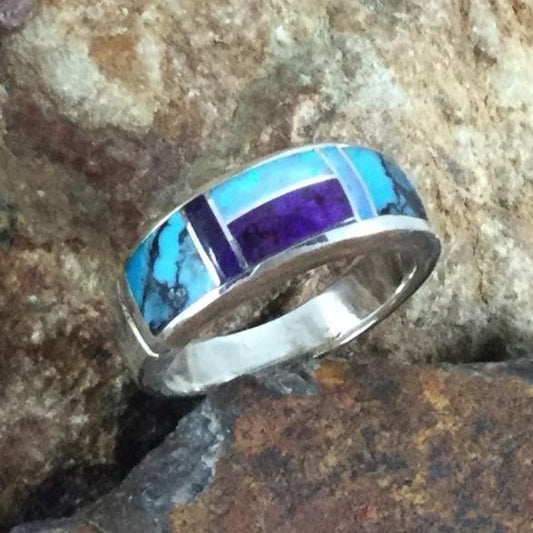 David Rosales Shalako Inlaid Sterling Silver Ring