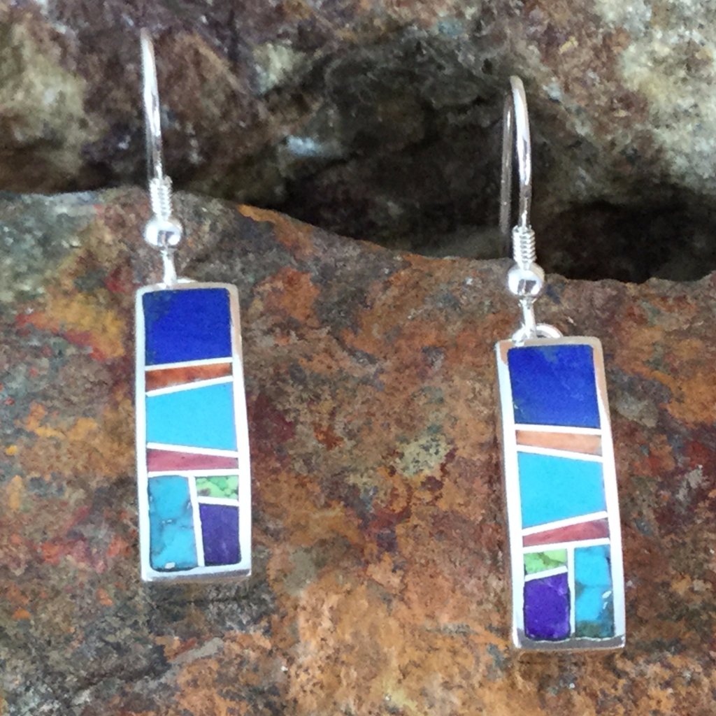 David Rosales Indian Summer Inlaid Sterling Silver Earrings