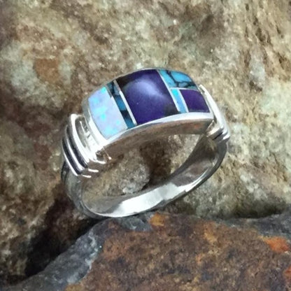 David Rosales Shalako Inlaid Sterling Silver Ring